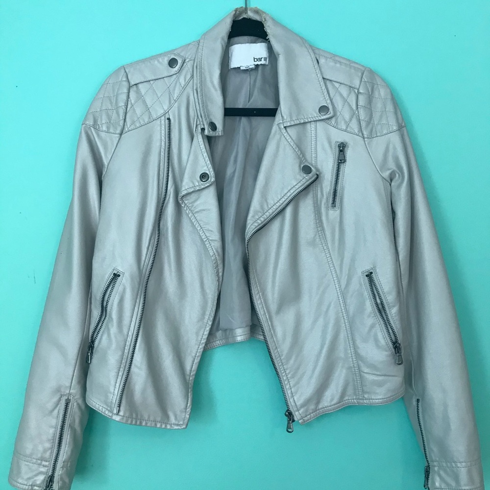 Bar III Grey Leather Jacket